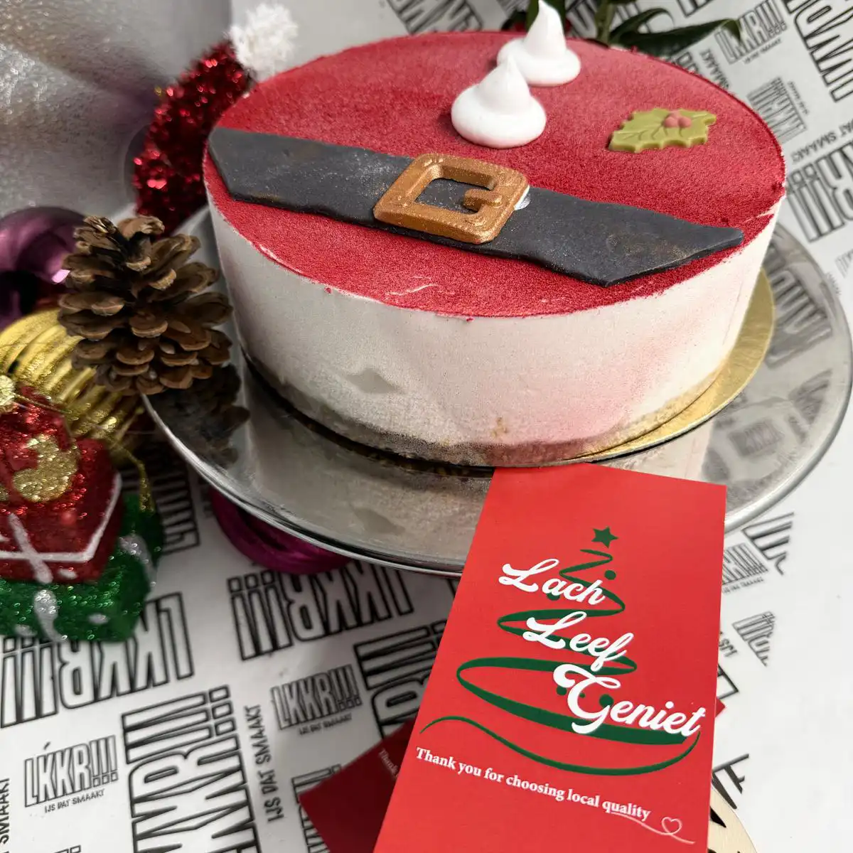Witte Chocolade met Frambozen Taart Rond - Afbeelding 2